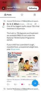 Central TB Division repost, free TB treatment awareness post
